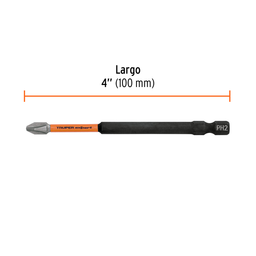 Estuche con 5 puntas de cruz PH2 de impacto largo 4' Caja con 6, 103026