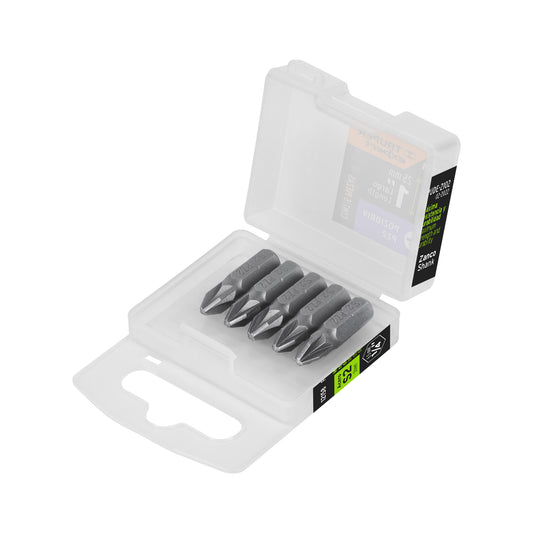 Estuche con 5 puntas pozidriv PZ2 largo 1', Truper Expert Caja con 6, 12158