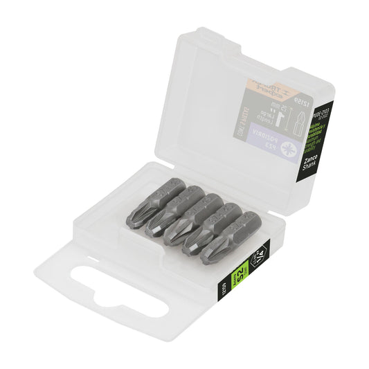 Estuche con 5 puntas pozidriv PZ3 largo 1', Truper Expert Caja con 6, 12159