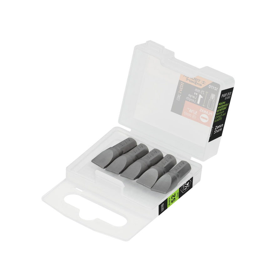 Estuche con 5 puntas planas de 5/16' largo 1', Truper Expert Caja con 6, 12170