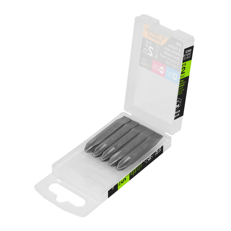 Estuche con 5 puntas dobles PH3 y 5/16' largo 2', Expert Caja con 6, 12180