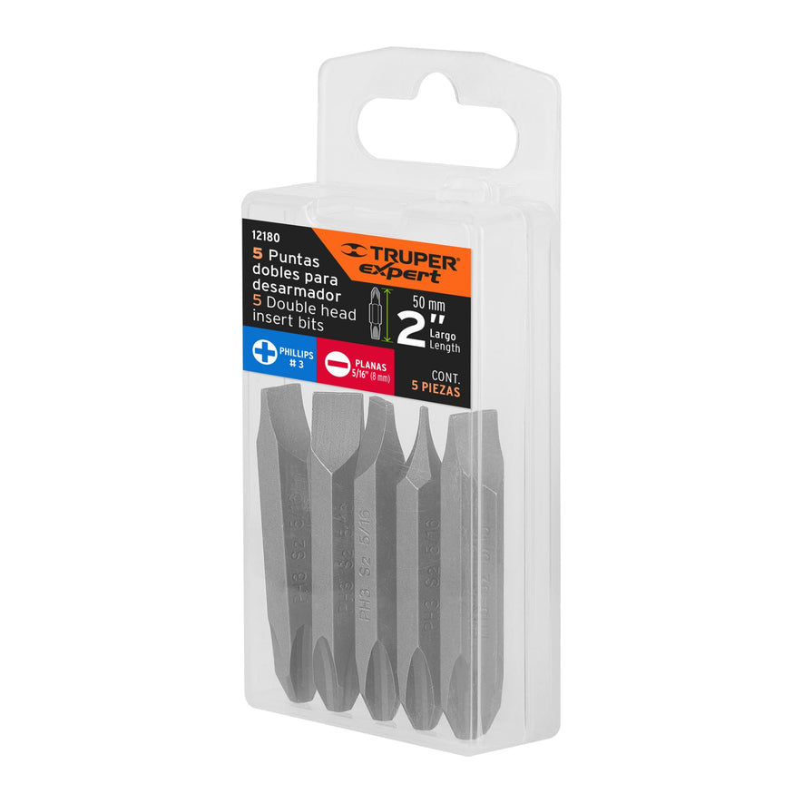 Estuche con 5 puntas dobles PH3 y 5/16' largo 2', Expert Caja con 6, 12180