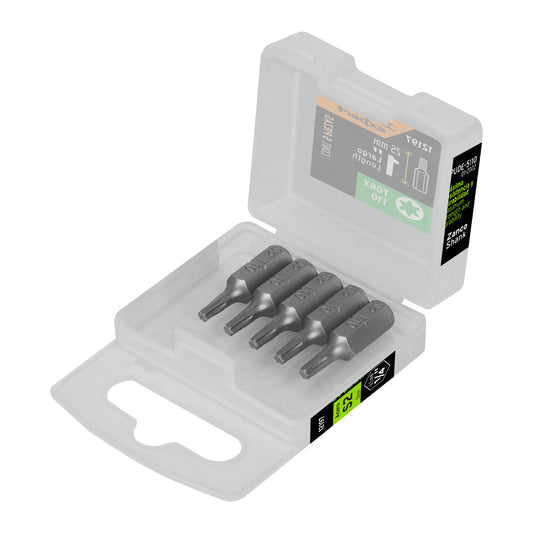 Estuche con 5 puntas torx T10 largo 1', Truper Expert Caja con 6, 12197