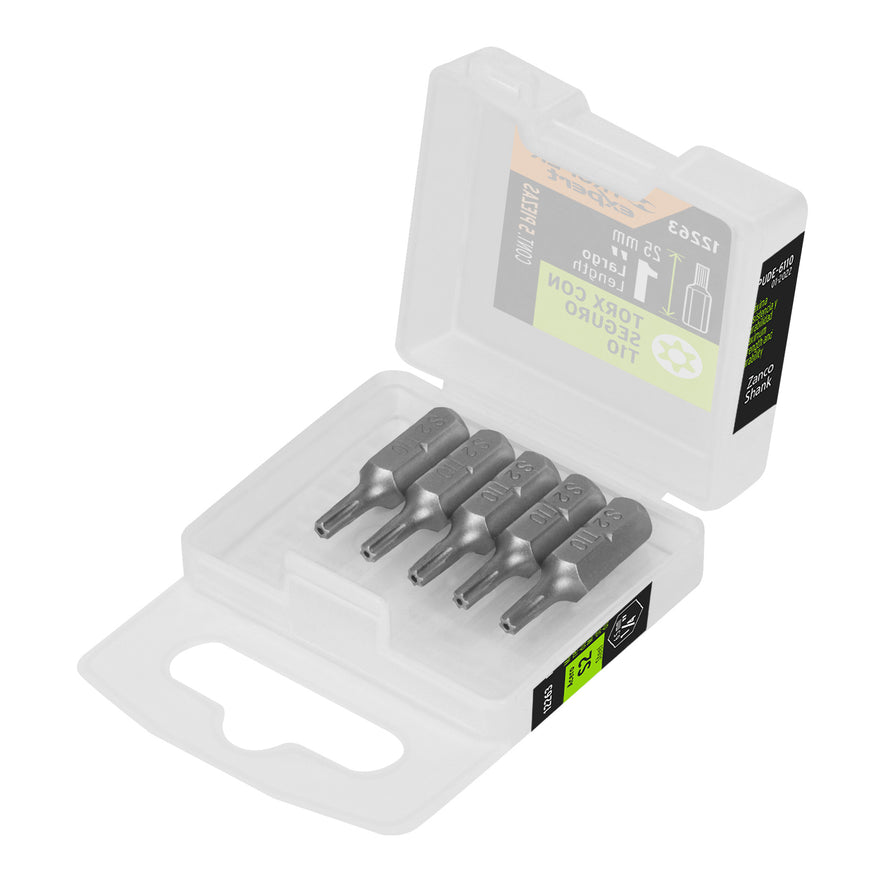 Estuche con 5 puntas torx T10 con seguro largo 1', Expert Caja con 6, 12263