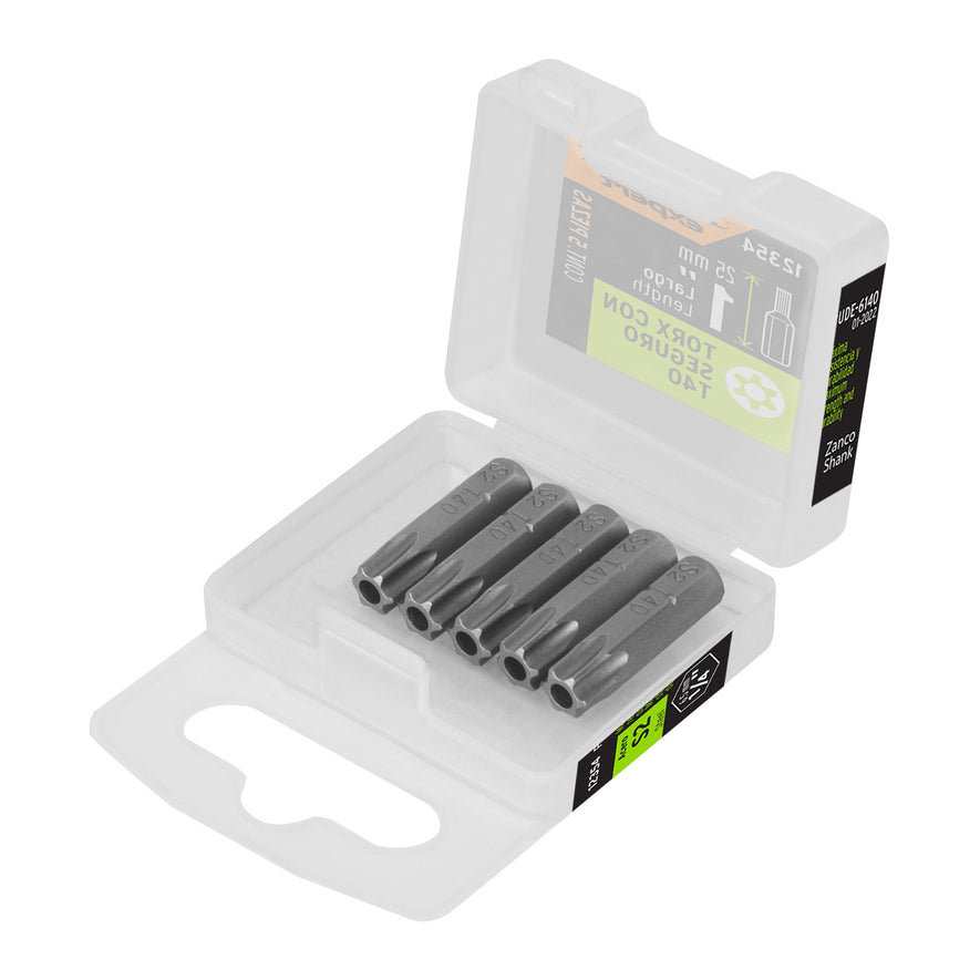 Estuche con 5 puntas torx T40 con seguro largo 1', Expert Caja con 6, 12354