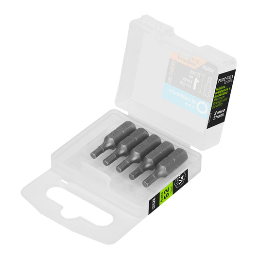 Estuche con 5 puntas hexagonales de 3 mm largo 1', Expert Caja con 6, 12528