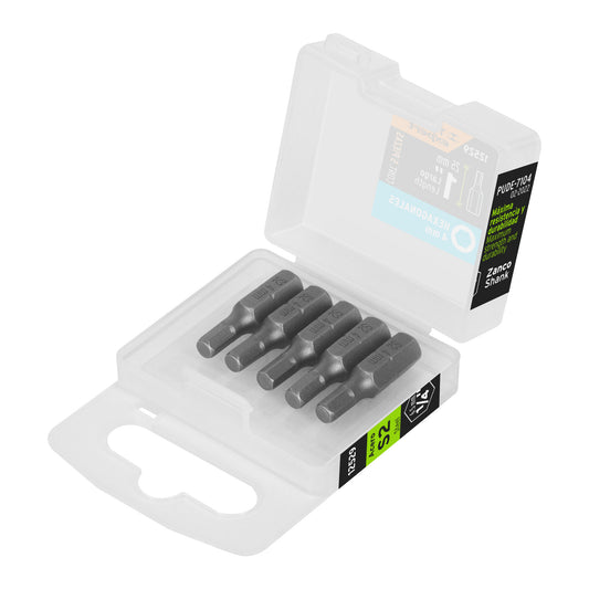 Estuche con 5 puntas hexagonales de 4 mm largo 1', Expert Caja con 6, 12529