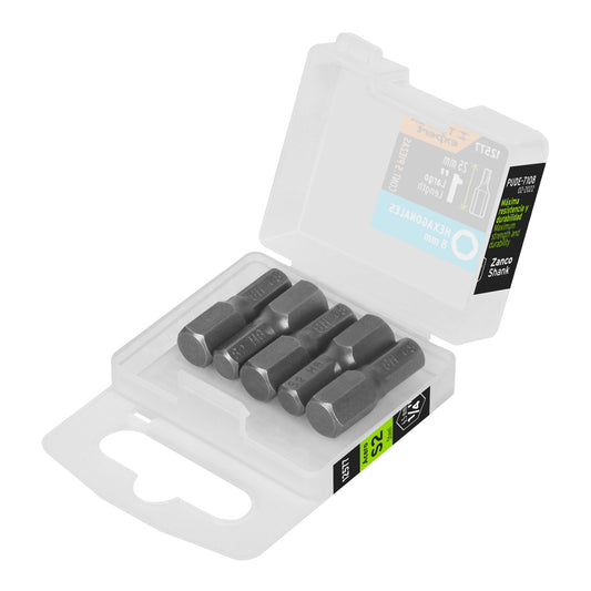 Estuche con 5 puntas hexagonales de 8 mm largo 1', Expert Caja con 6, 12577