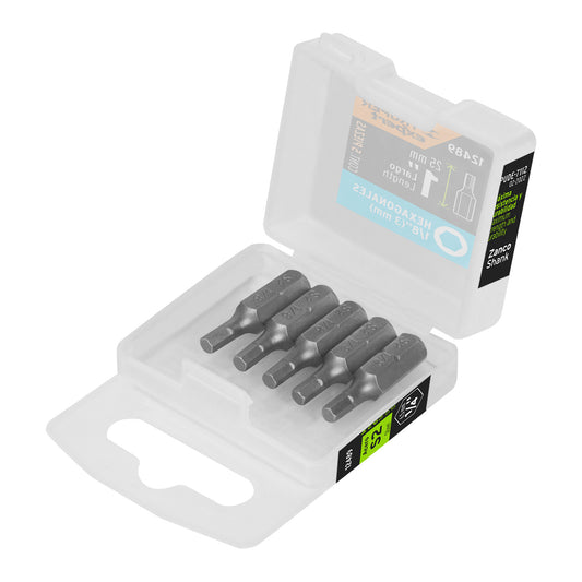 Estuche con 5 puntas hexagonales de 1/8mm largo 1', Expert Caja con 6, 12489