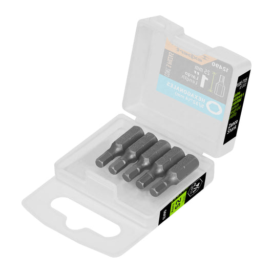 Estuche con 5 puntas hexagonales de 5/32mm largo 1', Expert Caja con 6, 12490