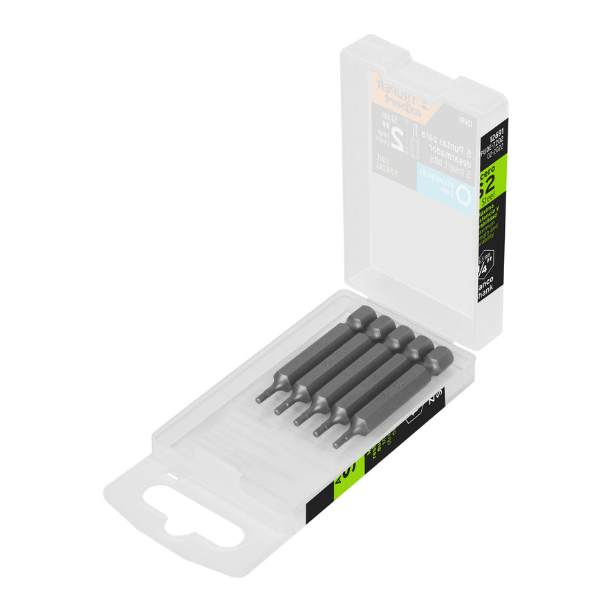 Estuche con 5 puntas hexagonales de 2 mm largo 2', Expert Caja con 6, 12691