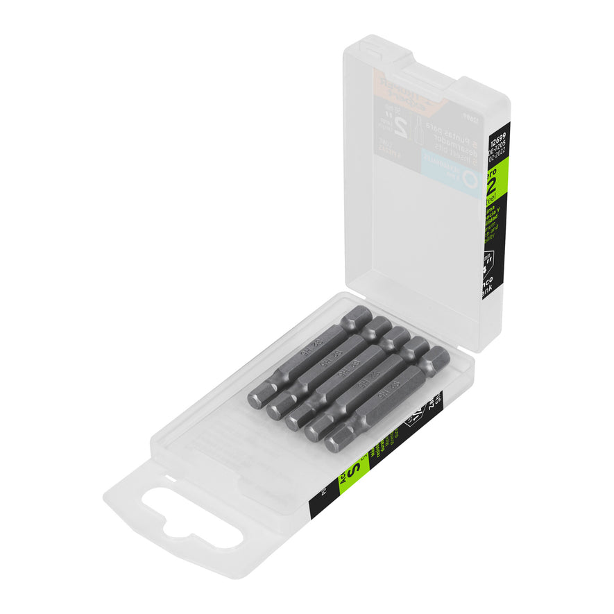Estuche con 5 puntas hexagonales de 5 mm largo 2', Expert Caja con 6, 12699