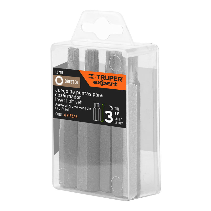 Estuche con 4 puntas brístol combinadas largo 3', Expert Caja con 6, 12715