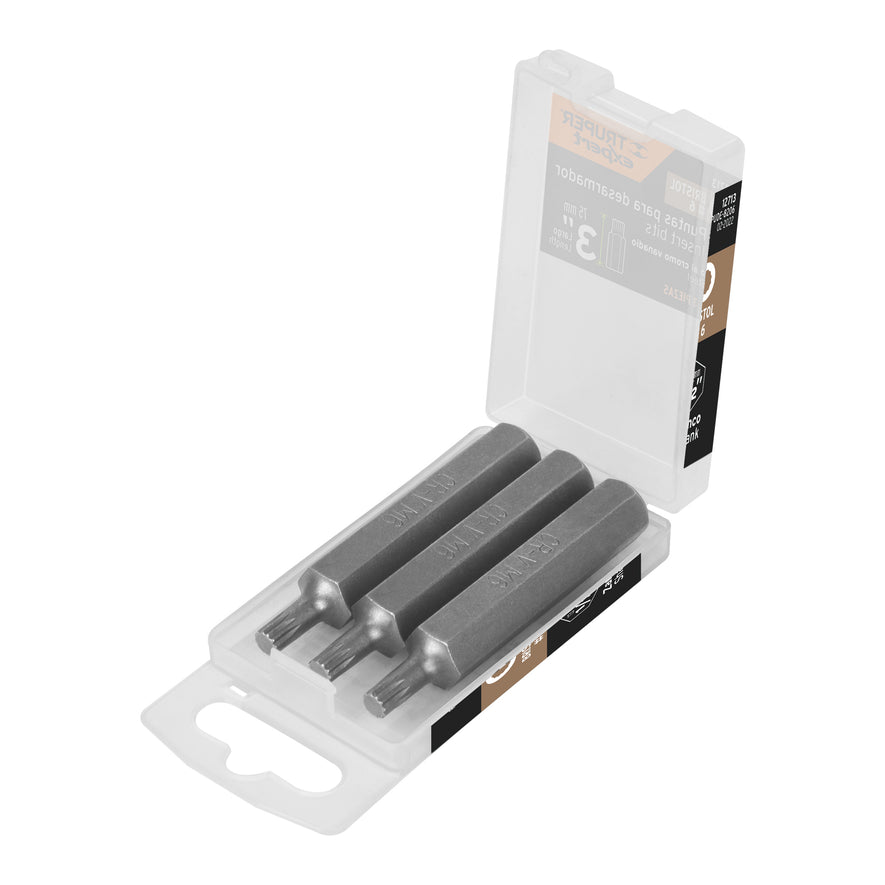 Estuche con 3 puntas bristol M6 largo 3', Truper Expert Caja con 6, 12713
