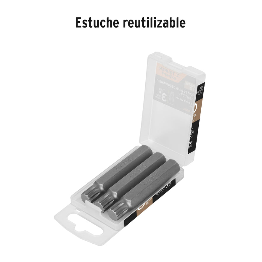 Estuche con 3 puntas bristol M12 largo 3', Truper Expert Caja con 6, 12711