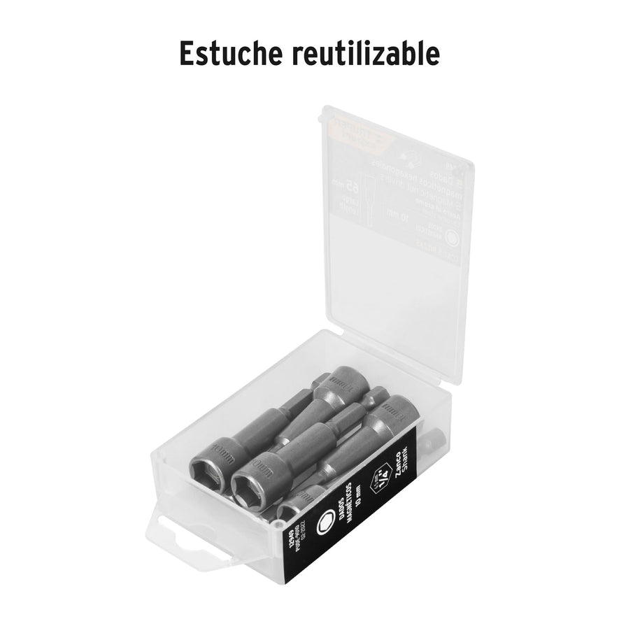 Estuche con 5 dados magnéticos de 10 mm largo 2-1/2', Expert Caja con 6, 12949