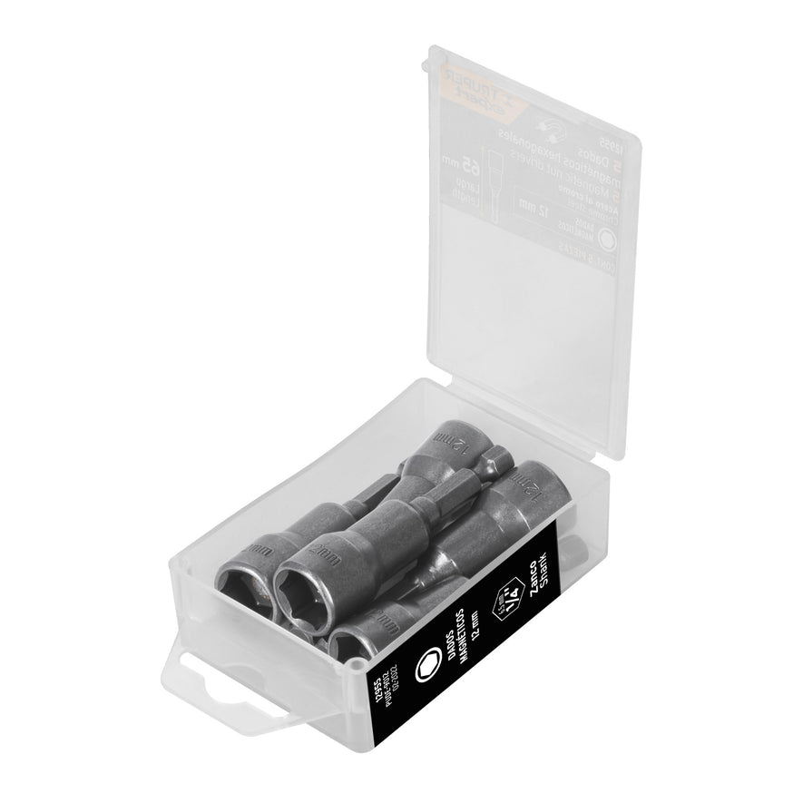 Estuche con 5 dados magnéticos de 12 mm largo 2-1/2', Expert Caja con 6, 12955