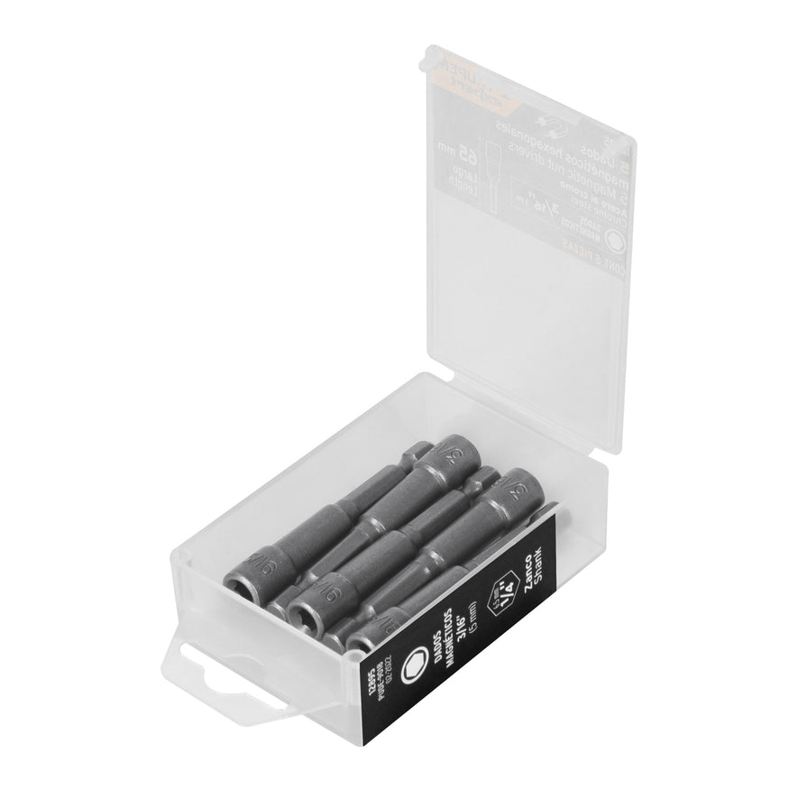Estuche con 5 dados magnéticos de 3/16' largo 2-1/2', Expert Caja con 6, 12895