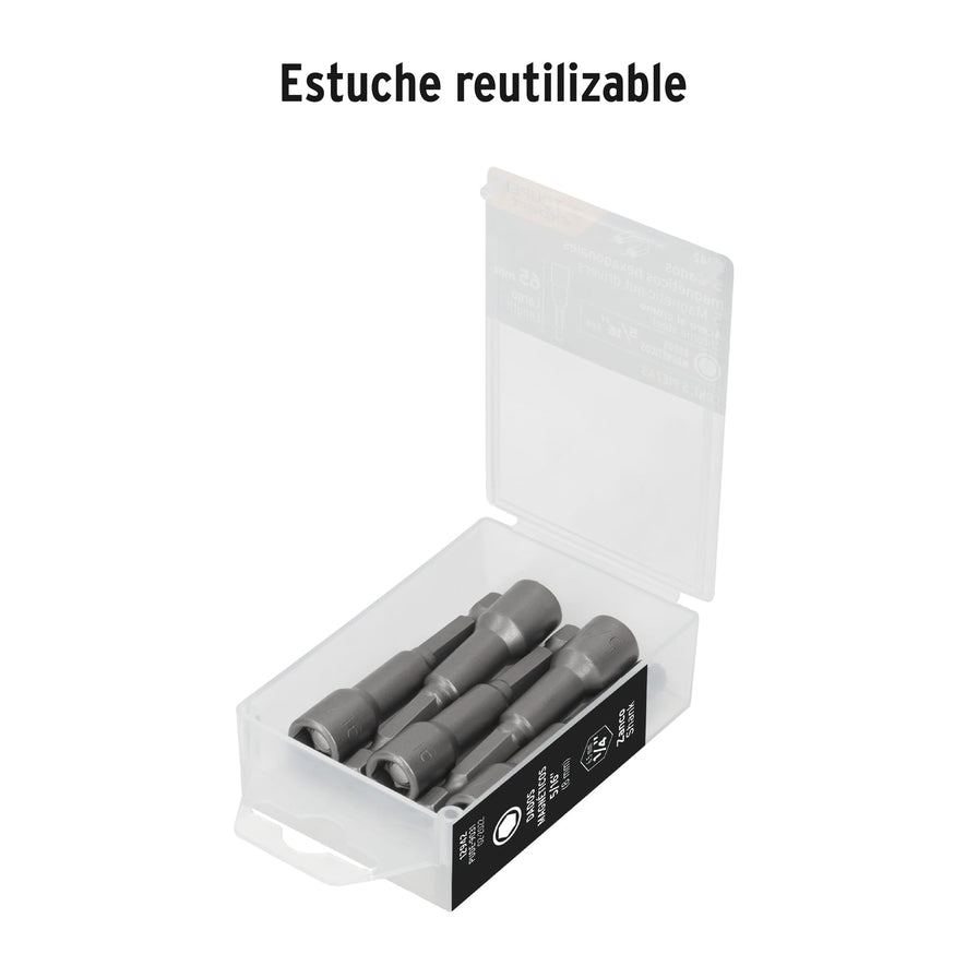 Estuche con 5 dados magnéticos de 5/16' largo 2-1/2', Expert Caja con 6, 12942