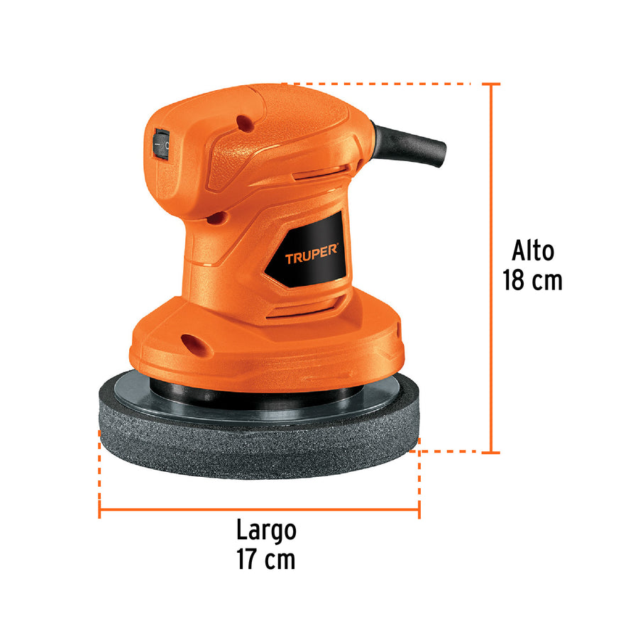 Pulidora compacta a una mano, 6', 45W, TRUPER PRO, 102633