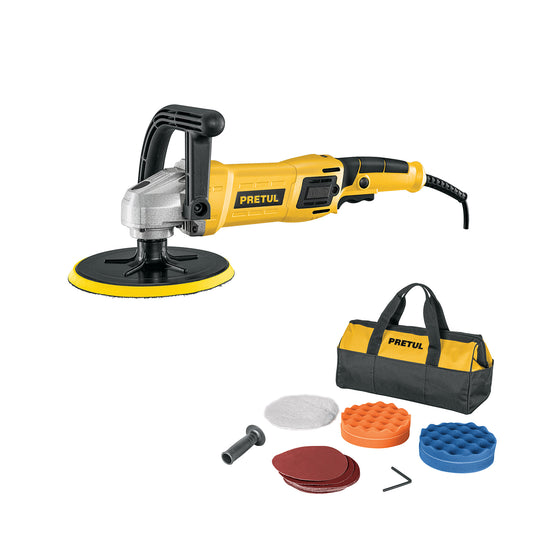 Pulidora velocidad variable 7' 1200W, c/accesorios, PRETUL, 28151