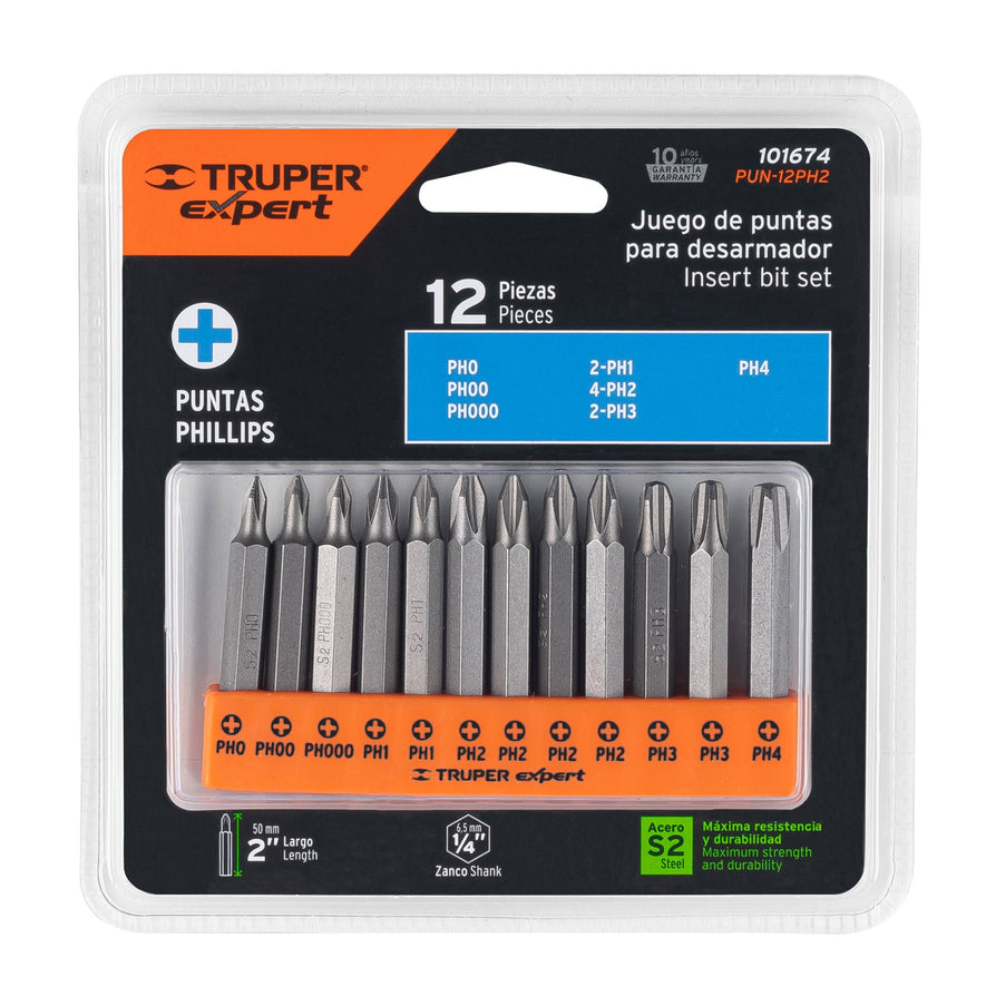 Juego de 12 puntas de cruz combinadas largo 2', Expert Caja con 6, 101674