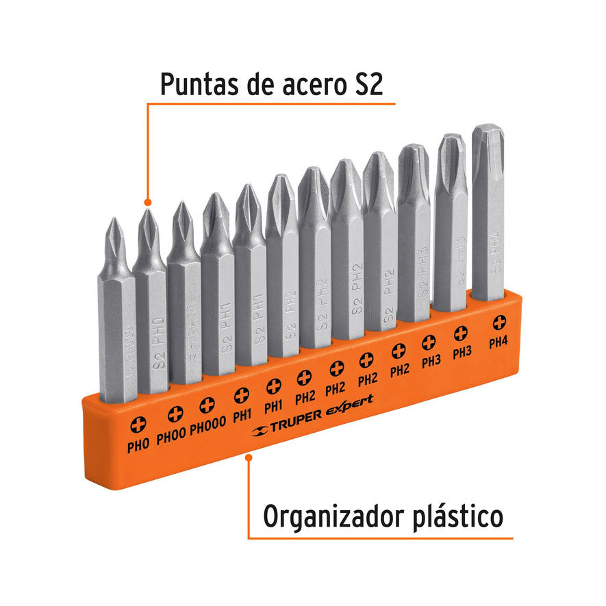 Juego de 12 puntas de cruz combinadas largo 2', Expert Caja con 6, 101674