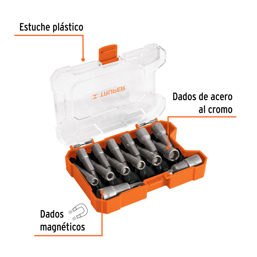 Juego de 14 dados magnéticos para taladro,Truper Caja con 4, 101961