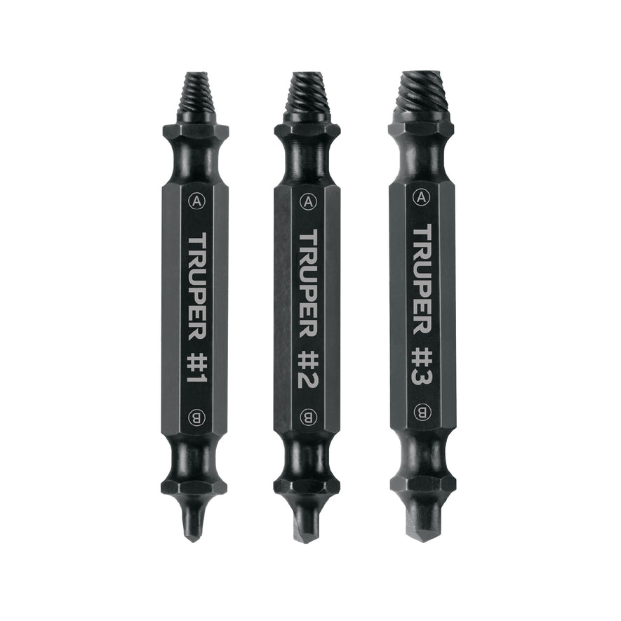 Blíster con 3 puntas extractoras de tornillos, Truper Caja con 6, 103311
