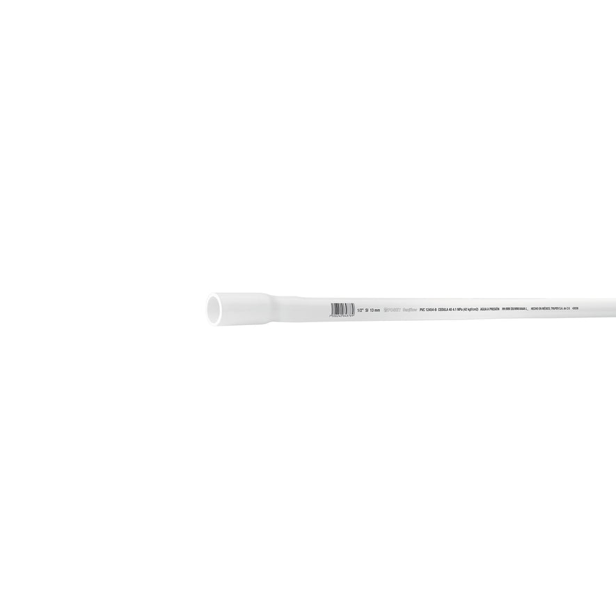 Tubo de 1/2' de PVC hidráulico cédula 40, de 3 m, Foset Caja con 10, 43038