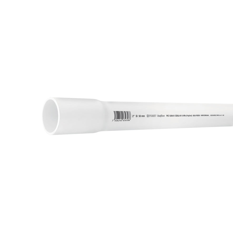 Tubo de 2' de PVC hidráulico cédula 40, de 3 m, Foset Caja con 5, 45522