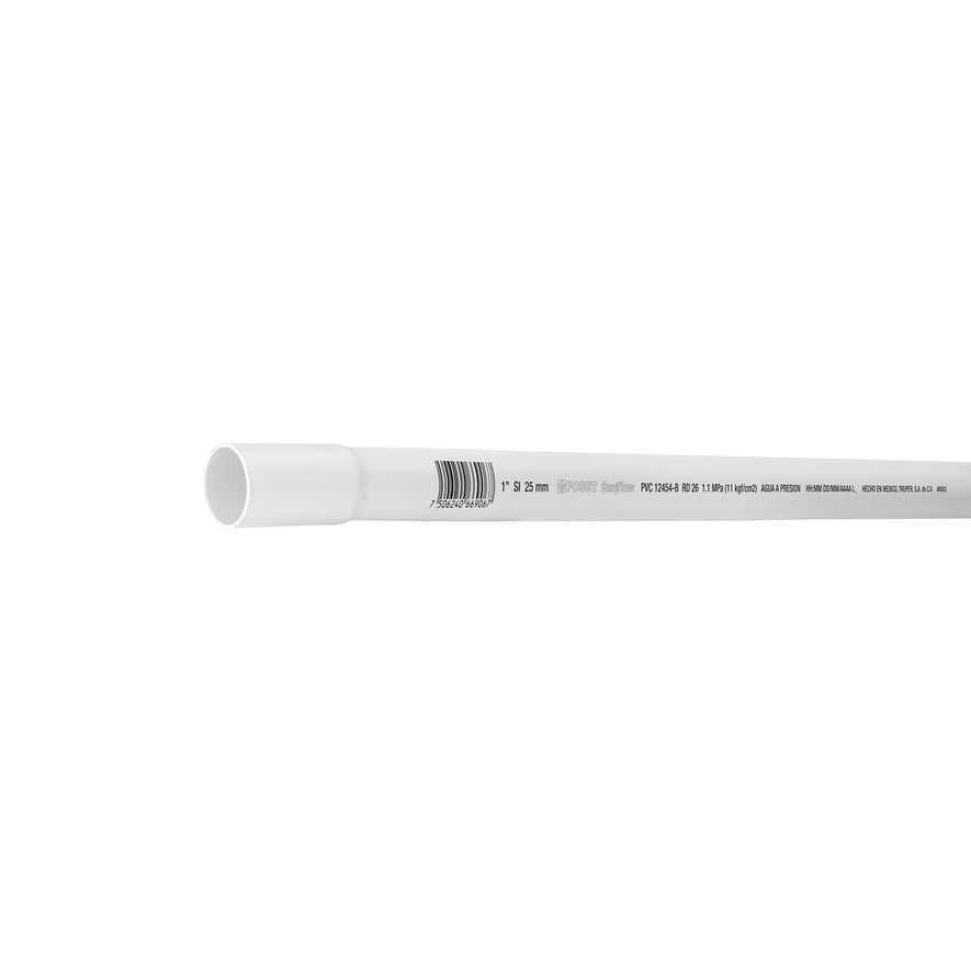 Tubo de 3 m de PVC de 1' hidráulico RD 26, Foset Caja con 5, 40083