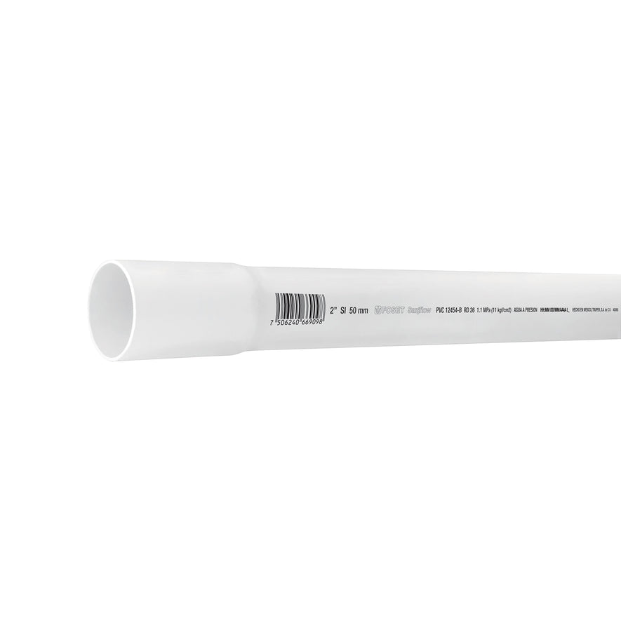 Tubo de 3 m de PVC de 2' hidráulico RD 26, Foset Caja con 5, 40086
