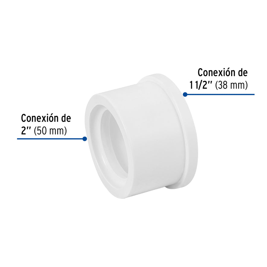 Reducción bushing de PVC 2 x 1-1/2', Foset Caja con 4, 45538
