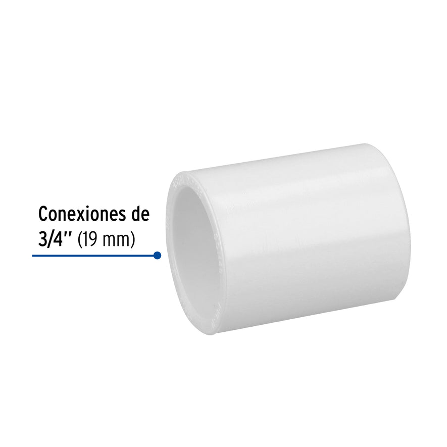 Cople de PVC cédula 40 de 3/4', Foset Caja con 10, 45418