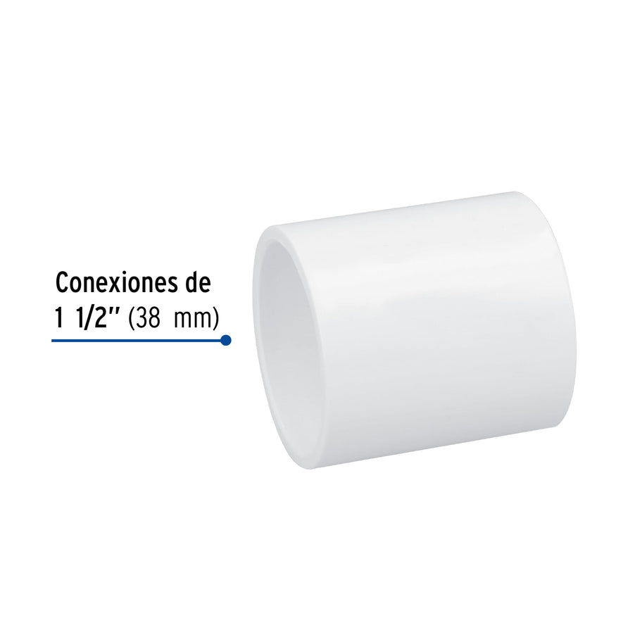 Cople de PVC cédula 40 de 1-1/2', Foset Caja con 4, 45530