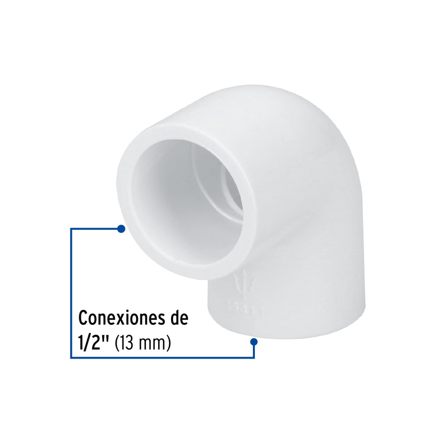 Codo 90° de PVC de 1/2', Foset Caja con 40, 45411