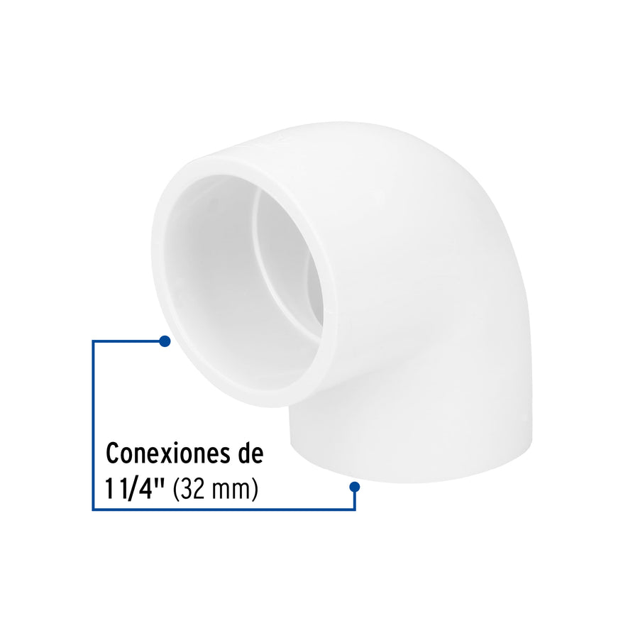 Codo 90° de PVC de 1-1/4', Foset Caja con 4, 45523