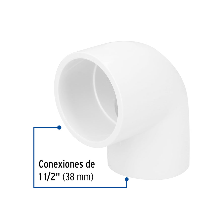 Codo 90° de PVC de 1-1/2', Foset Caja con 4, 45524