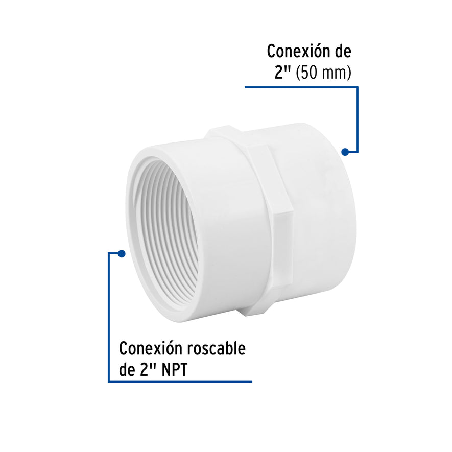 Adaptador hembra de PVC, 2', Foset Caja con 4, 45550