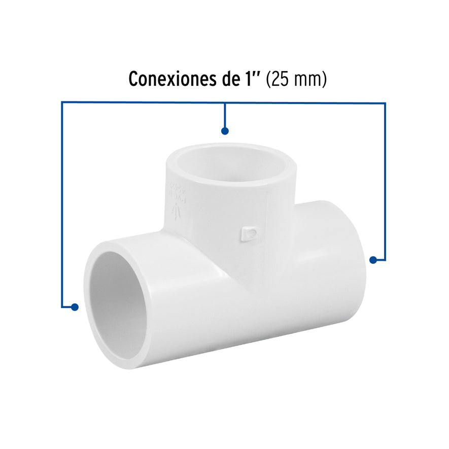 Tee sencilla de PVC 1', Foset Caja con 10, 45422