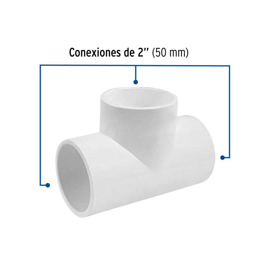 Tee sencilla de PVC 2', Foset Caja con 4, 45534