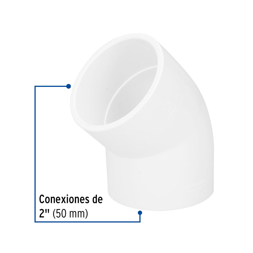 Codo 45° de PVC de 2', Foset Caja con 4, 45528