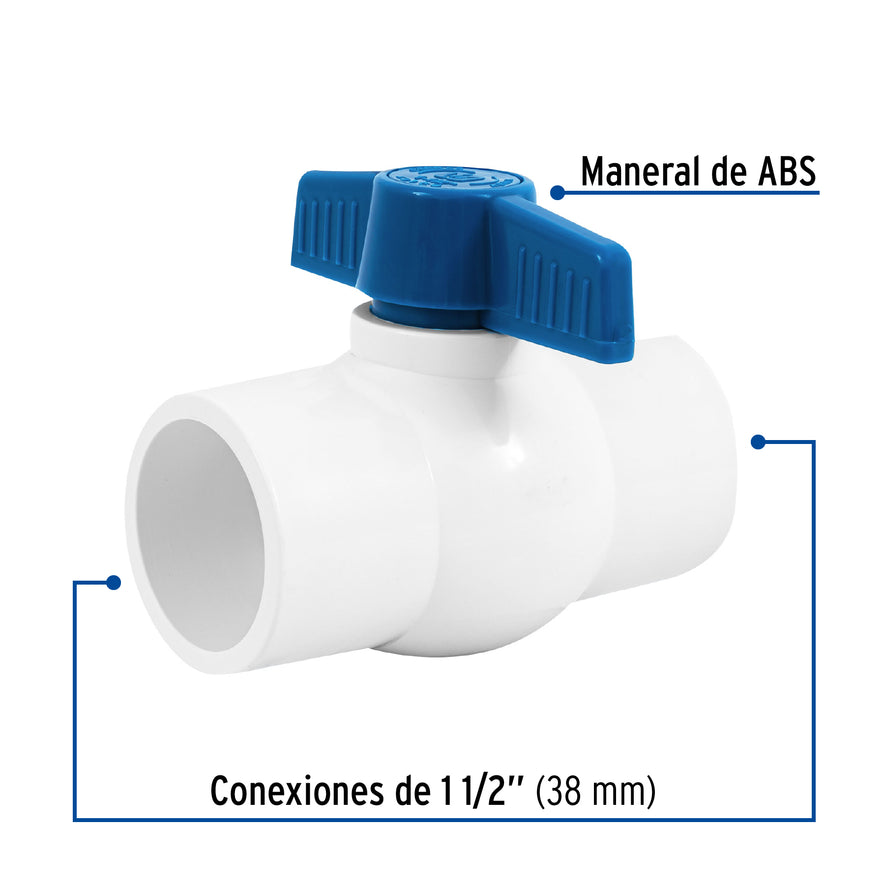 Válvula de esfera de PVC 1 1/2' para cementar, Foset Caja con 4, 49160