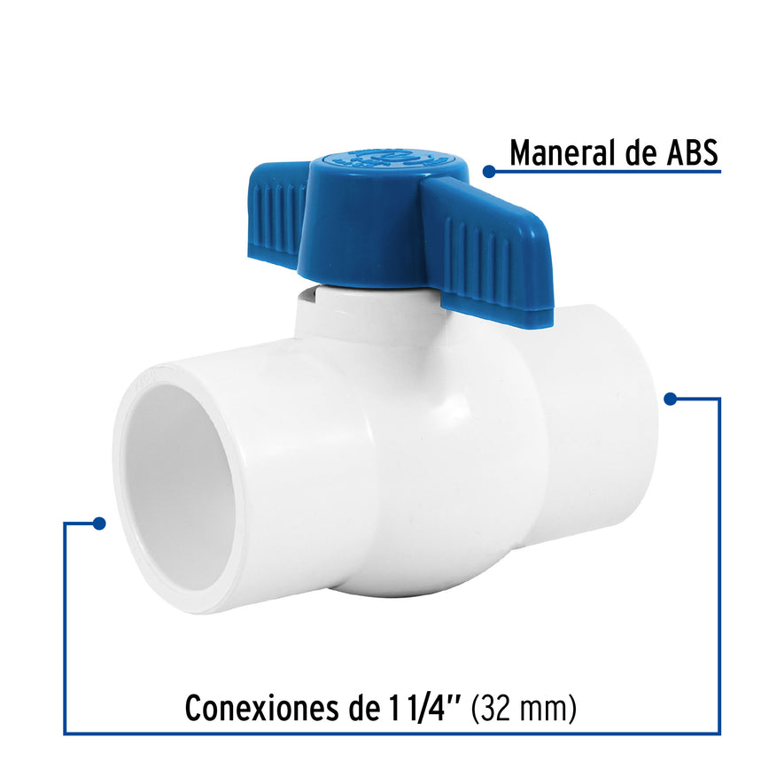 Válvula de esfera de PVC 1 1/4' para cementar, Foset Caja con 4, 49159