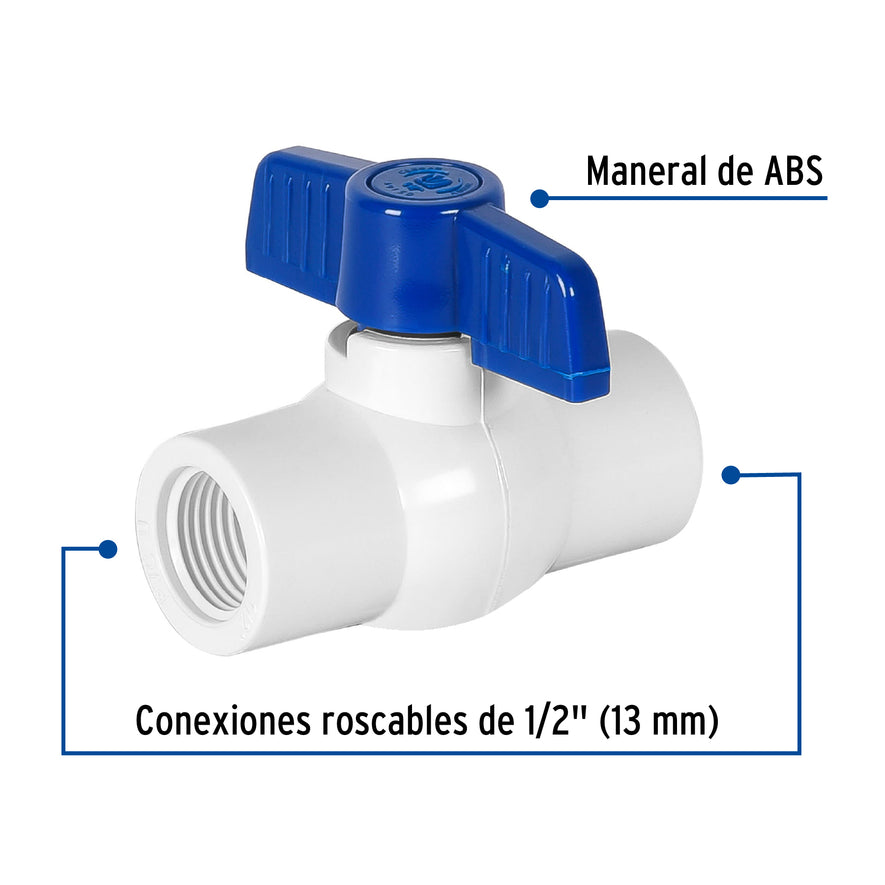 Válvula esfera de PVC 1/2' roscable, Foset Caja con 4, 49150
