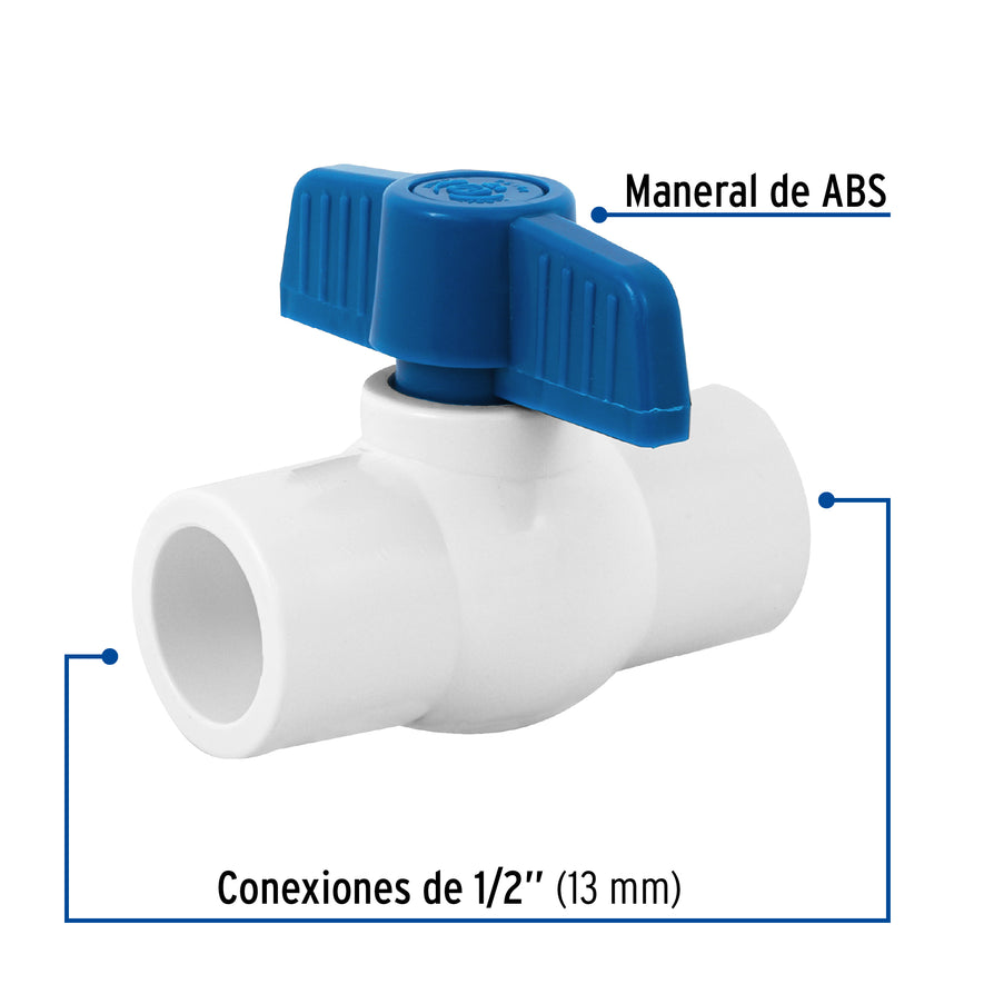 Válvula de esfera de PVC 1/2'para cementar, Foset Caja con 4, 49156