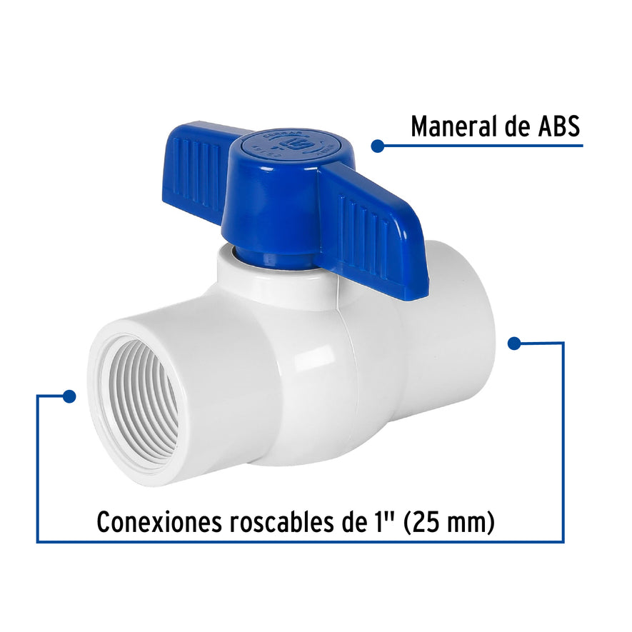 Válvula esfera de PVC 1' roscable, Foset Caja con 4, 49152