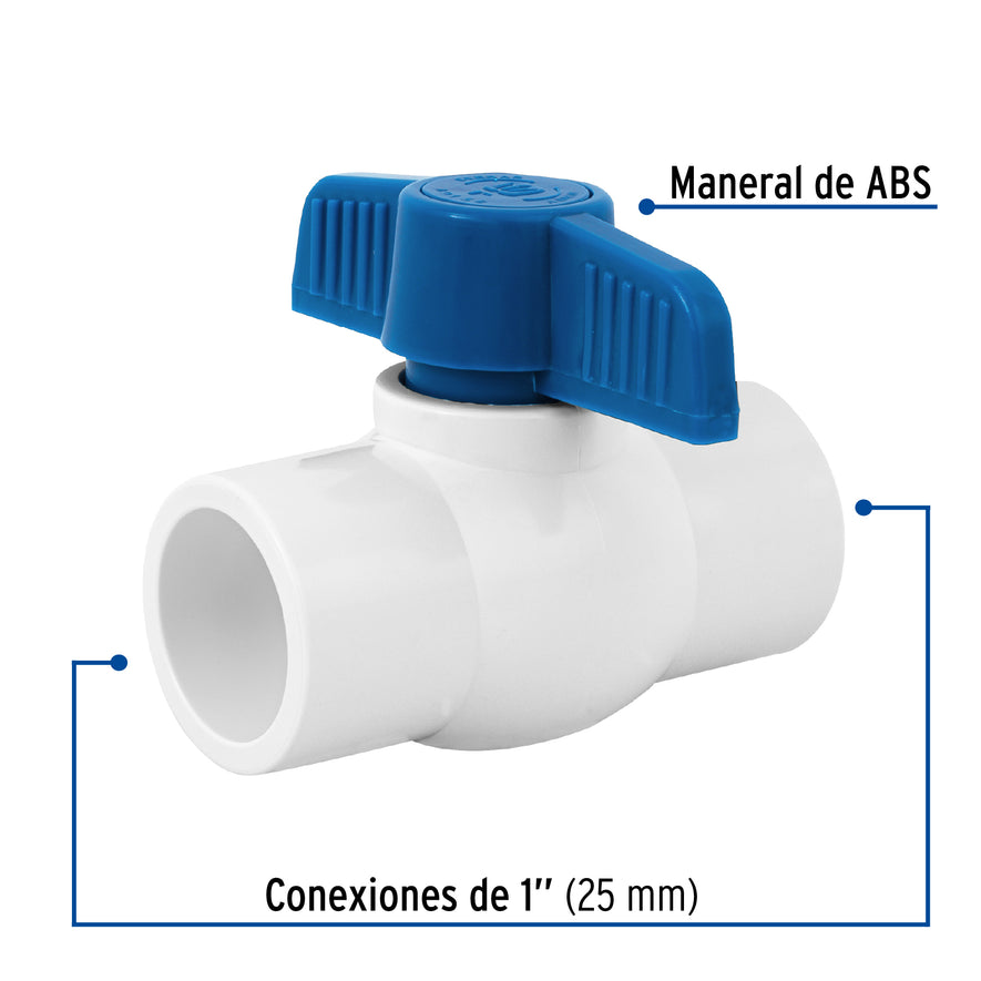 Válvula de esfera de PVC 1' para cementar, Foset Caja con 4, 49158