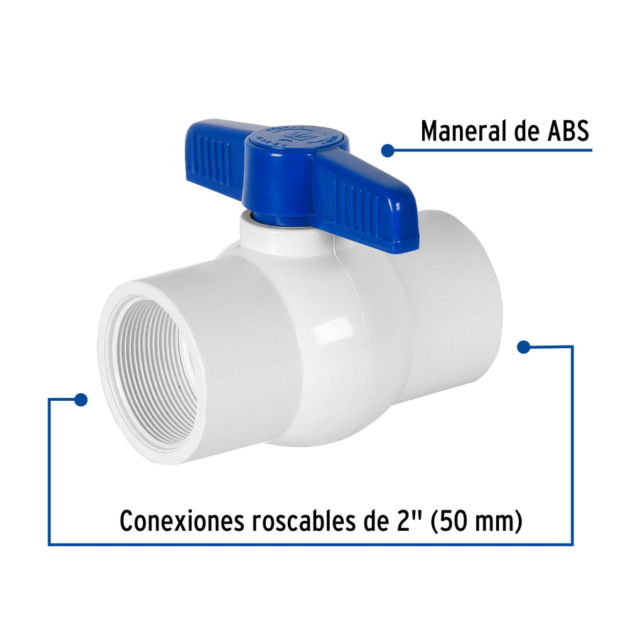 Válvula esfera de PVC 2' roscable, Foset Caja con 4, 49155